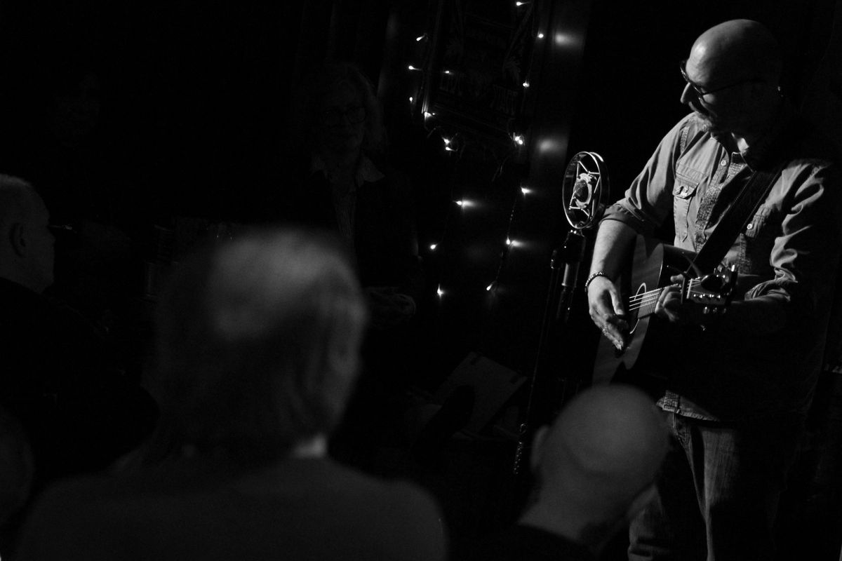 Image of the Southbound stage with a mircophone in the foreground.